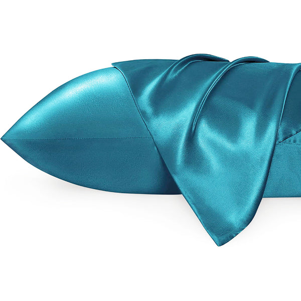 Satijnen kussensloop Licht Blauw-Turquoise 60 x 70 cm hoofdkussen formaat - Satin pillow case / Zijdezachte kussensloop van satijn