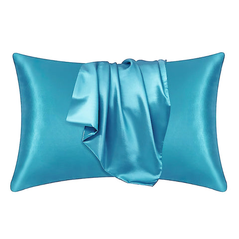 Satijnen kussensloop Licht Blauw-Turquoise 60 x 70 cm hoofdkussen formaat - Satin pillow case / Zijdezachte kussensloop van satijn