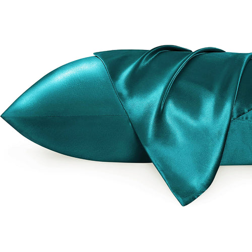 Satijnen kussensloop Teal 60 x 70 cm hoofdkussen formaat - Satin pillow case / Zijdezachte kussensloop van satijn