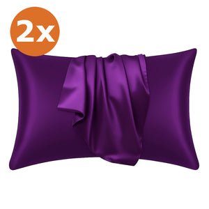 2 STUKS - Satijnen kussensloop Fuchsia 60 x 70 cm hoofdkussen formaat - Satin pillow case / Zijdezachte kussensloop van satijn