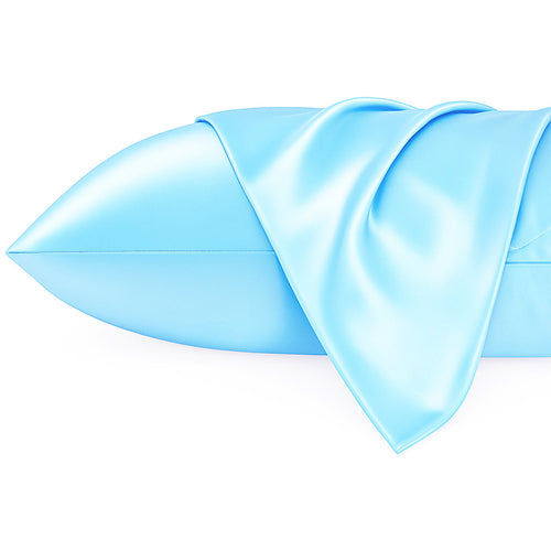 Satijnen kussensloop Lichtblauw 60 x 70 cm hoofdkussen formaat - Satin pillow case / Zijdezachte kussensloop van satijn