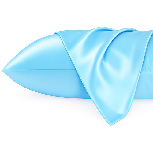 Satijnen kussensloop Lichtblauw 60 x 70 cm hoofdkussen formaat - Satin pillow case / Zijdezachte kussensloop van satijn