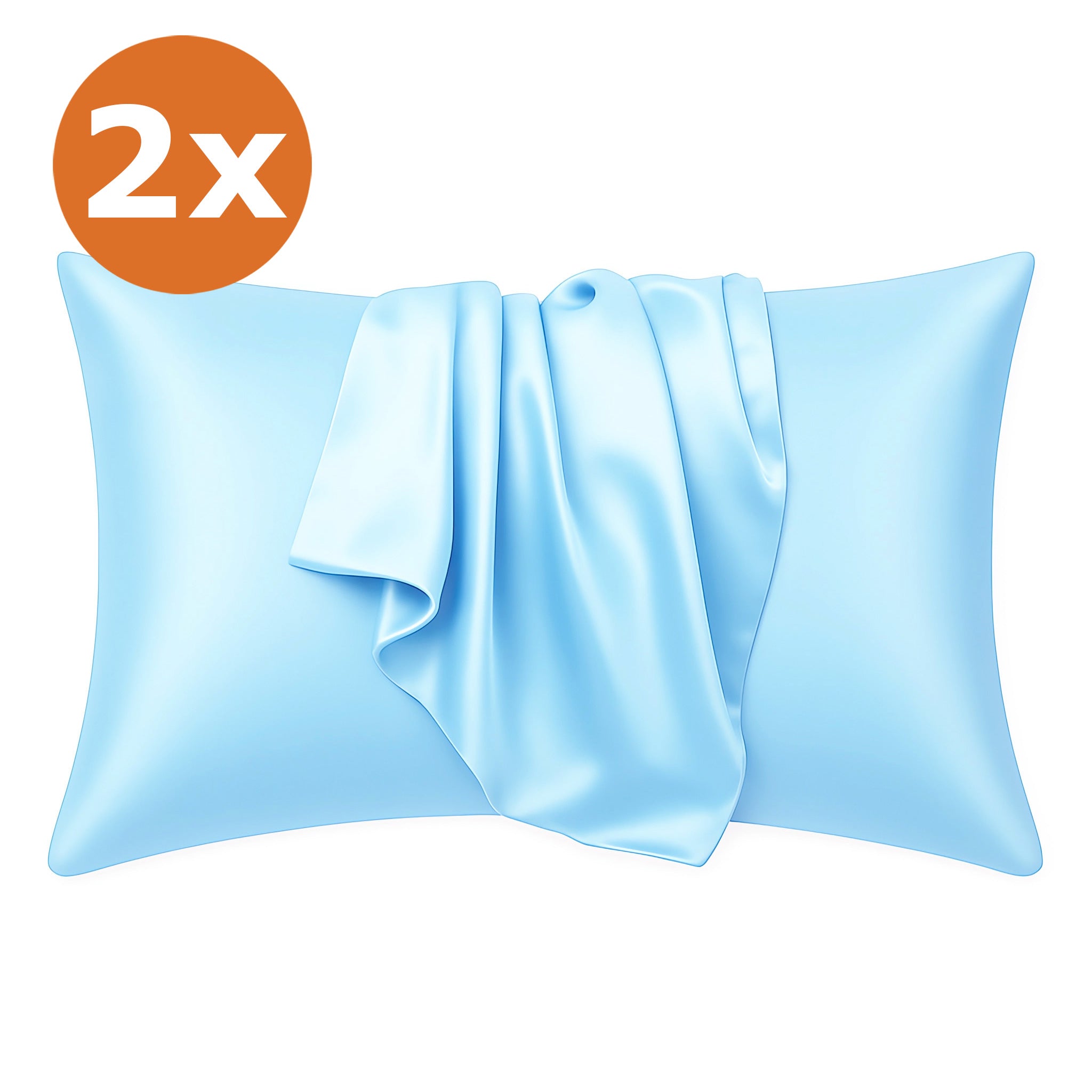 2 STUKS - Satijnen kussensloop Lichtblauw 60 x 70 cm hoofdkussen formaat - Satin pillow case / Zijdezachte kussensloop van satijn