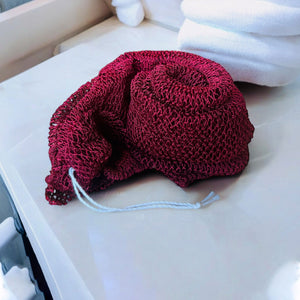 Afrikaanse spons / net sponge - traditionele SAPO spons / scrub spons - Bordeauxrood