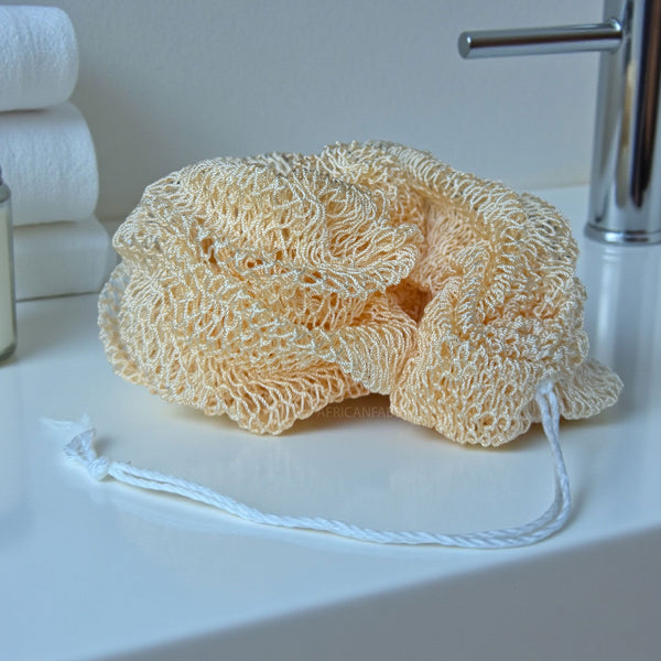 Afrikaanse spons / net sponge - traditionele SAPO spons / scrub spons - Ivory geel