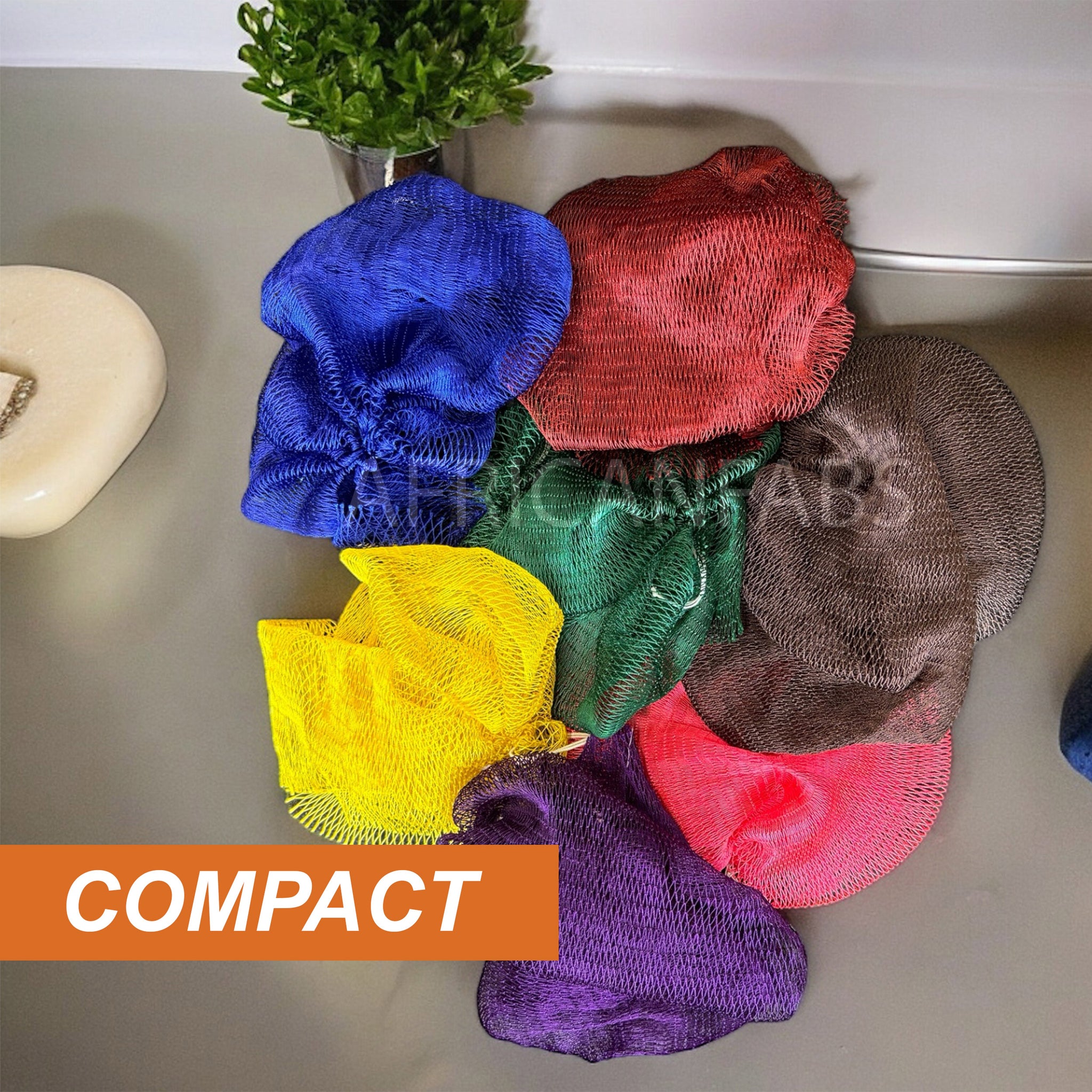 Afrikaanse spons / net sponge - traditionele SAPO spons / scrub spons - Compacte maat - Willekeurige kleur