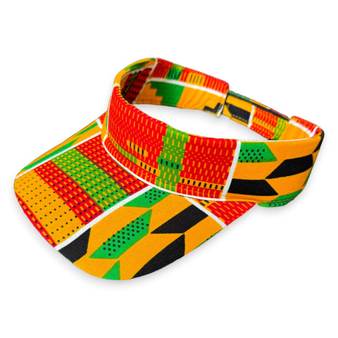 Zonneklep / Pet met Afrikaanse print - Groen / geel Kente