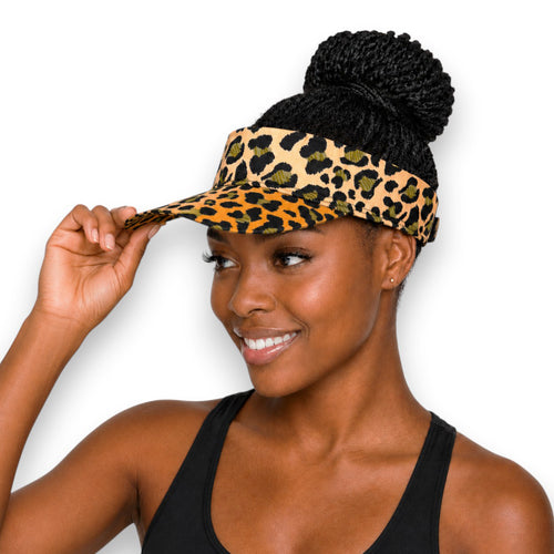 Zonneklep / Pet met Afrikaanse print - Oranje Beige Leopard Queen