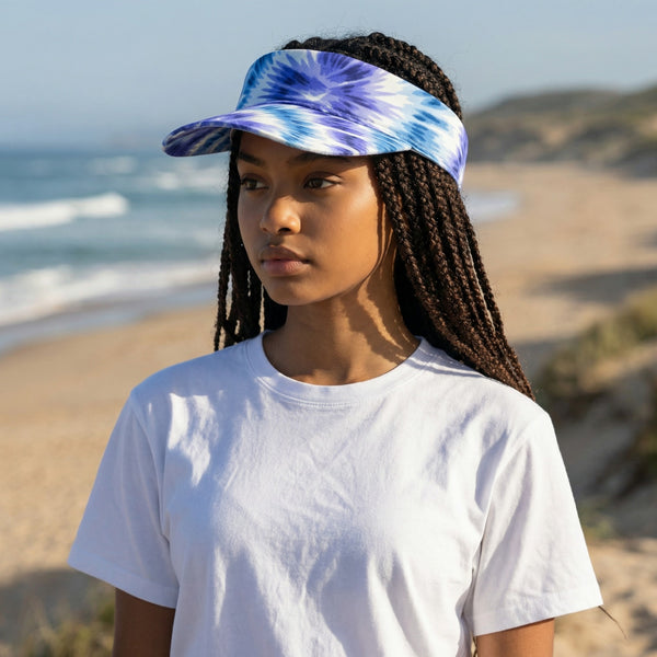 Zonneklep / Pet met Afrikaanse print - Blauwe Tie Dye