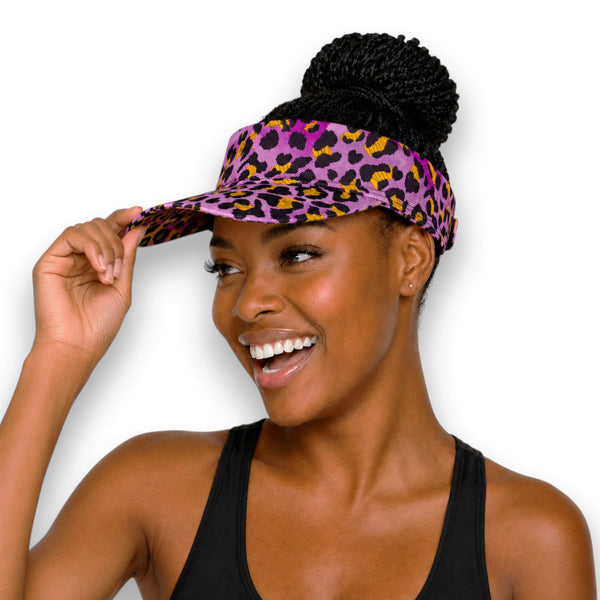 Zonneklep / Pet met Afrikaanse print - Paars Luipaard Spots
