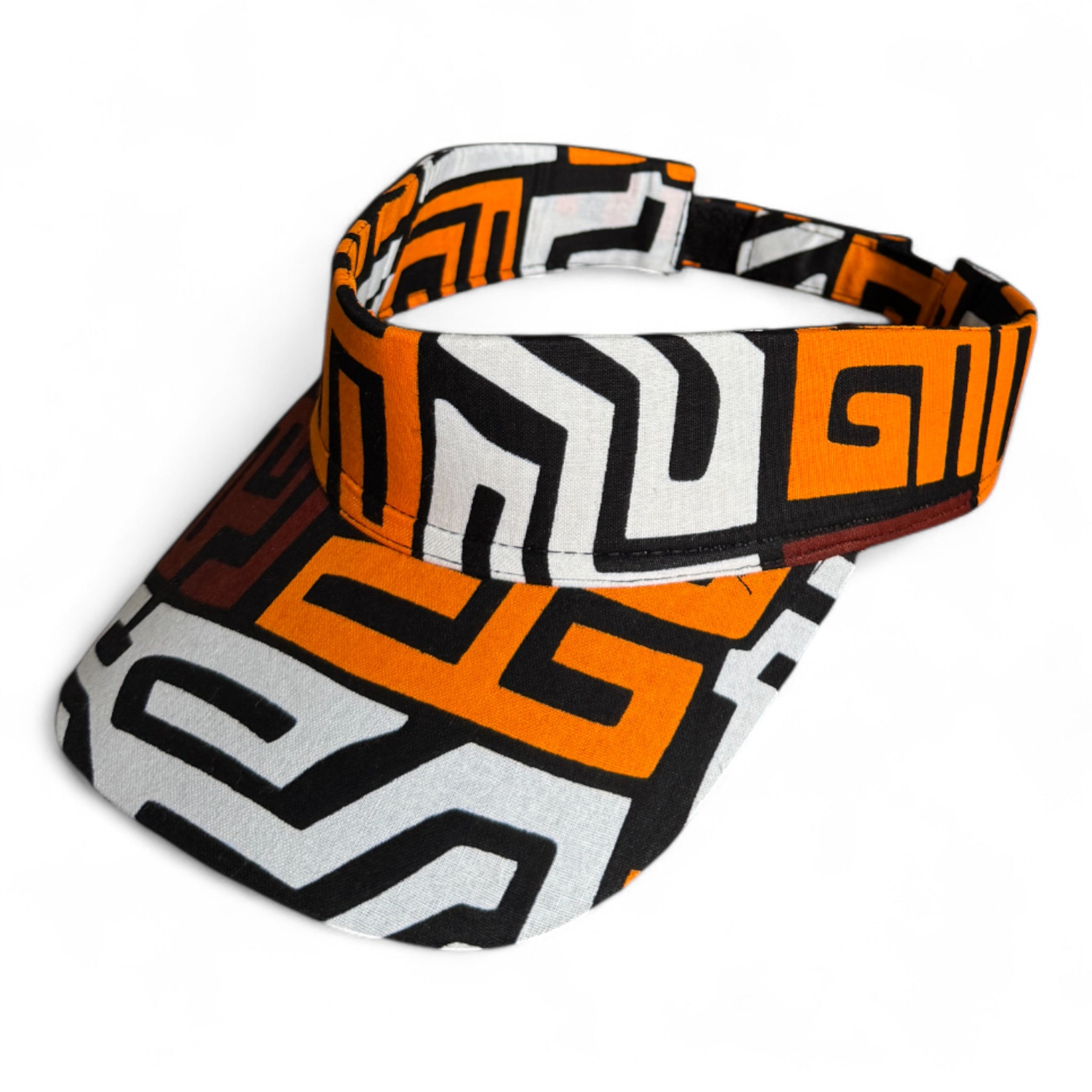Zonneklep / Pet met Afrikaanse print - Bruin Geel-Oranje Kuba Blocks Congo