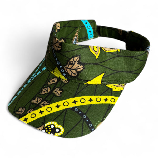 Zonneklep / Pet met Afrikaanse print - Donkergroene Botanical Flow