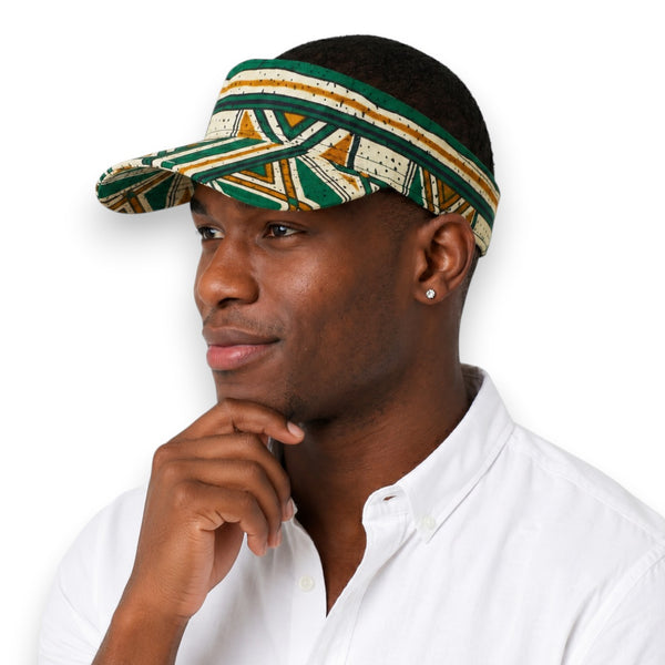 Zonneklep / Pet met Afrikaanse print - Groen Bogolan Heritage
