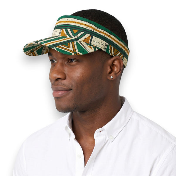 African print Sun visor cap - Green Bogolan Heritage