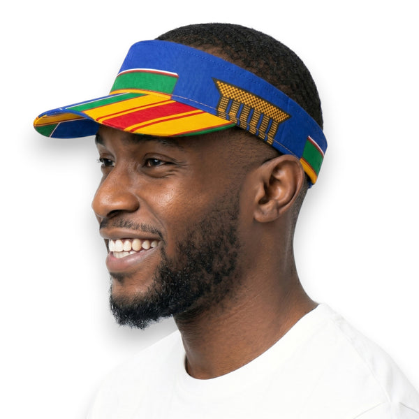 Zonneklep / Pet met Afrikaanse print - Blauw Multicolor Kente Pride