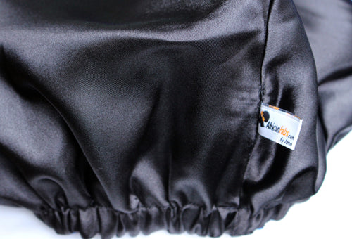 Easy headwrap / hoofddoek - Satijnen binnenkant - Geel & Paars Bloemen