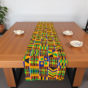 Afrikaanse print tafelloper - Tafelkleed - Geel Kente