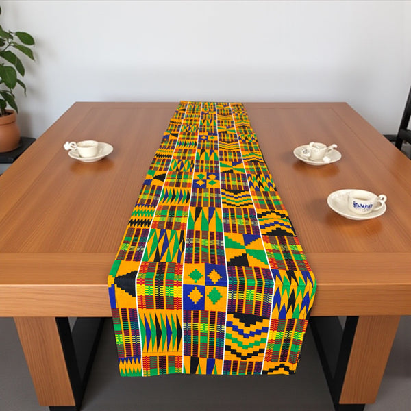 Afrikaanse print tafelloper - Tafelkleed - Geel Kente
