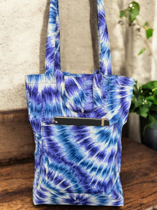 Shopper tas met Afrikaanse print - Blauwe Tie Dye - Herbruikbare Boodschappentas van katoen