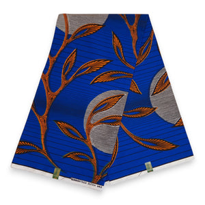 VLISCO stof Hollandais Afrikaanse Wax print - Blauw / Oranje VL03639