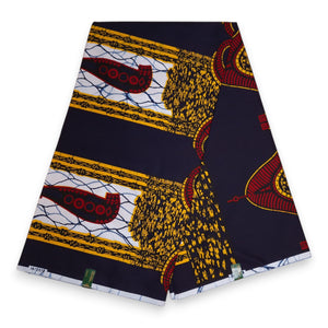 VLISCO stof Hollandais Afrikaanse Wax print - Donkerblauw Chiefs' sword VL00578-114