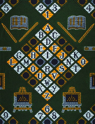 VLISCO stof Hollandais Afrikaanse Wax print - Groen ABC VL00017