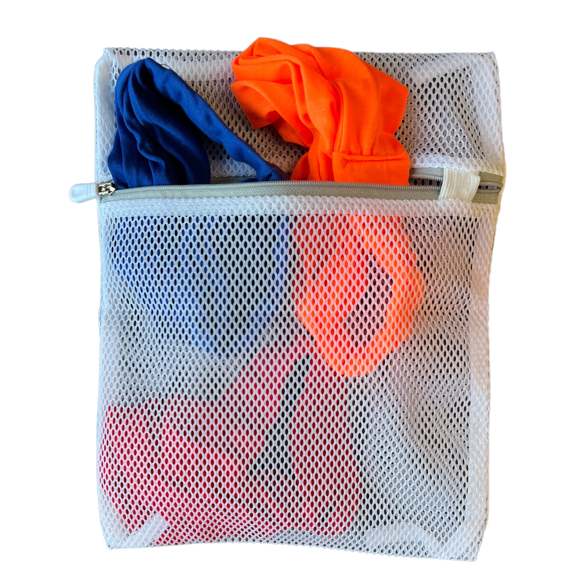 Wasnetje / Waszakje wit met ritssluiting (beschermt satijn in de wasmachine)