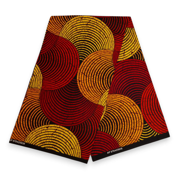 Bucket hat / Vissershoedje met Afrikaanse print - Rood & Geel Concentric Circle Design - Kinderen & Volwassenen (Unisex)