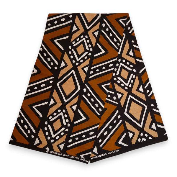 Zonneklep / Pet met Afrikaanse print - Bruin & Beige Bogolan