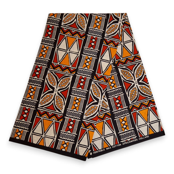 Zonneklep / Pet met Afrikaanse print - Rood & Oranje Bogolan Symbols