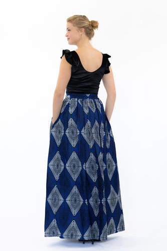 Afrikaanse print maxi rok - Blauwe Tie Dye