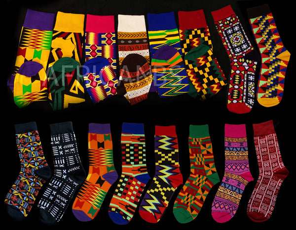 Afrikaanse sokken / Afro sokken / Kente sokken - Groen / Oranje
