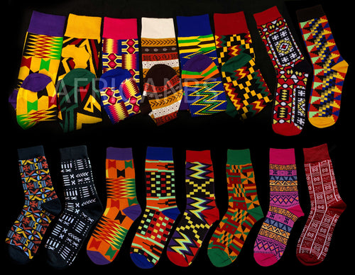 Afrikaanse sokken / Afro sokken / Kente sokken - Blauw multicolor