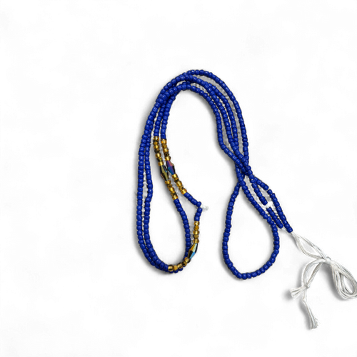  (Belangrijk: graag lezen) Waist Beads / Afrikaanse Heupketting - Blauw (Traditioneel niet-elastisch koord)
