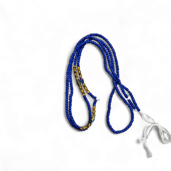  (Belangrijk: graag lezen) Waist Beads / Afrikaanse Heupketting - Blauw (Traditioneel niet-elastisch koord)