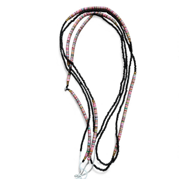 (Belangrijk: graag lezen) Waist Beads / Afrikaanse Heupketting - Zwart (Traditioneel niet-elastisch koord) 