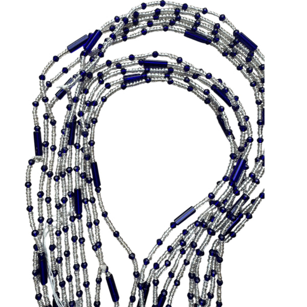  (Belangrijk: graag lezen) Waist Beads / Afrikaanse Heupketting - Blauw (Traditioneel niet-elastisch koord)