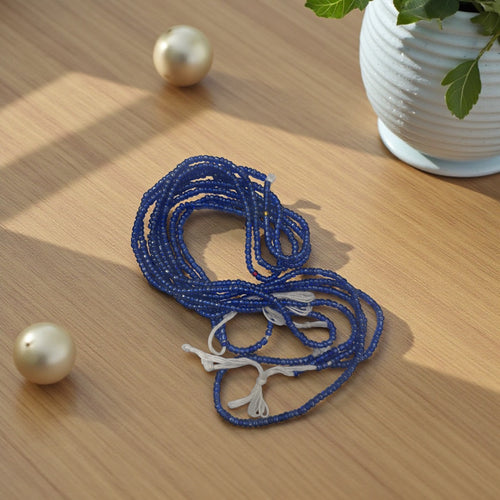 (Belangrijk: graag lezen) Waist Beads / Afrikaanse Heupketting - Blauw X (Traditioneel niet-elastisch koord)