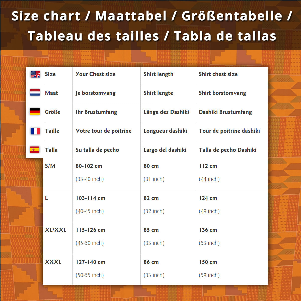 Oranje Dashiki Shirt / Dashiki Jurk - Afrikaans shirt - Unisex