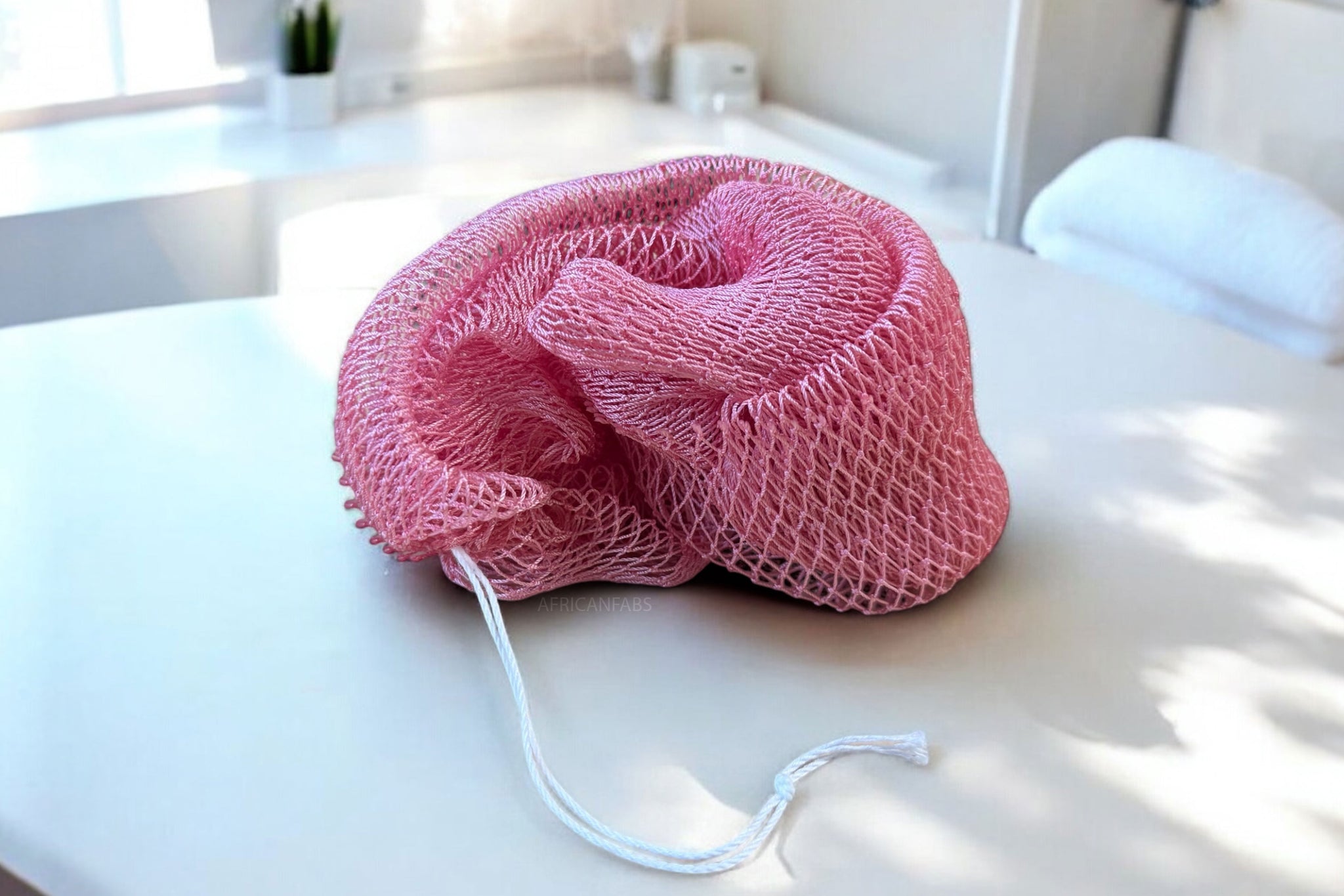 Afrikaanse spons / net sponge - traditionele SAPO spons / scrub spons - Rose pastel