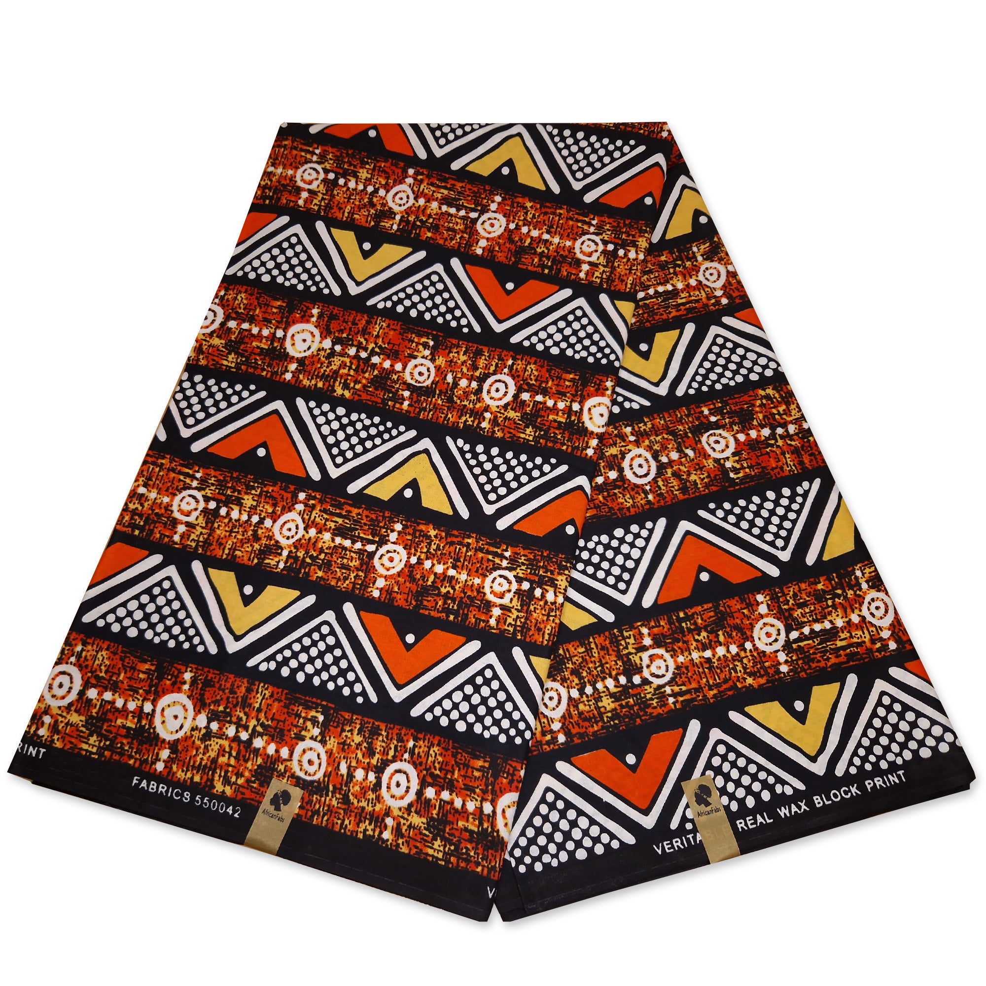 Afrikaanse print stof - Oranje Bogolan / Mud cloth - 100% katoen