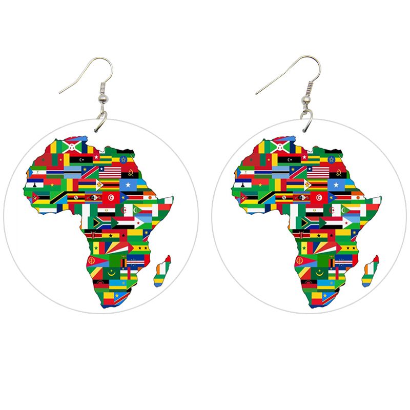 African earrings | African continent with all country flags