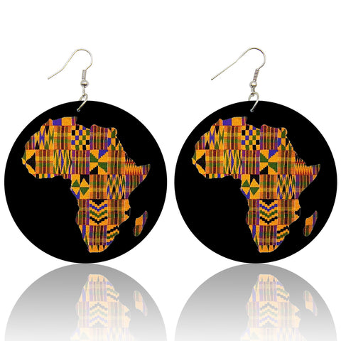Afrikaans continent in kente - Afrikaanse oorbellen