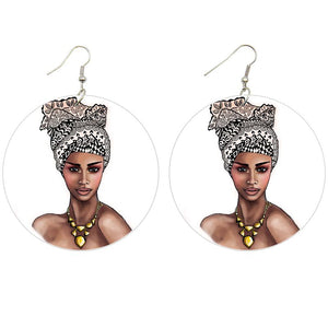 African ethnic drop earrings | Turban woman