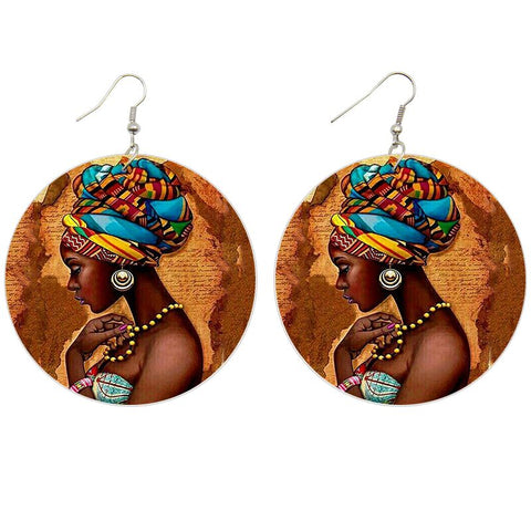 Africa inspired wooden earrings | African woman
