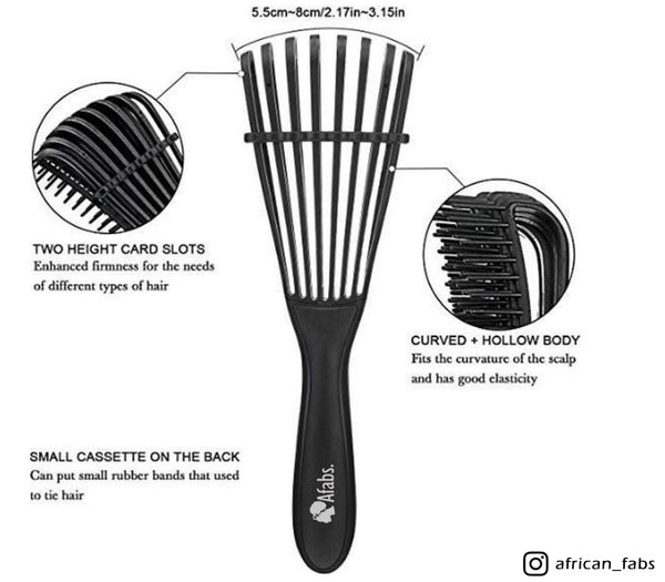 Afabs® Zwarte Anti-klit Haarborstel + Rode satijnen slaapmuts | Detangler brush | Detangling brush | Satin cap / Hair bonnet / Satijnen nachtmuts / Satin bonnet | Kam voor Krullen | Kroes haar borstel