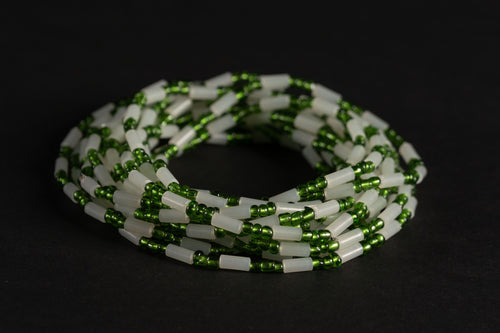 Waist Beads / Afrikaanse Heupketting - EGHE - Groen / wit (elastisch)