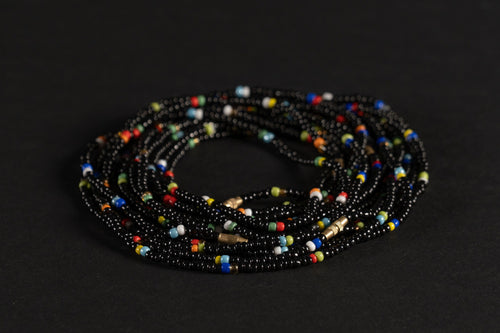 Waist Beads / Afrikaanse Heupketting - IDEN - Zwart (elastisch)