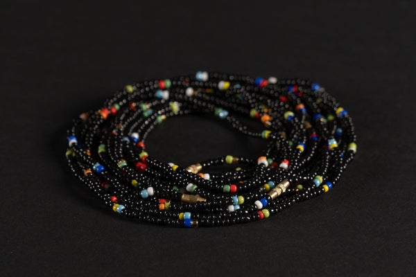 Waist Beads / Afrikaanse Heupketting - IDEN - Zwart (elastisch)