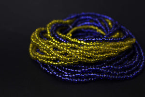 Waist Beads / Afrikaanse Heupketting - ABEHE - Blauw / geel-groen (elastisch)